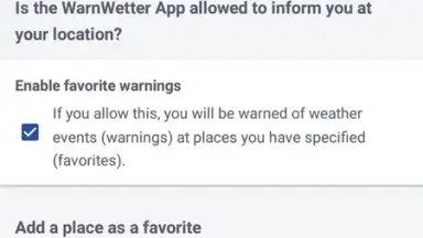 Screenshot von WarnWetter 18