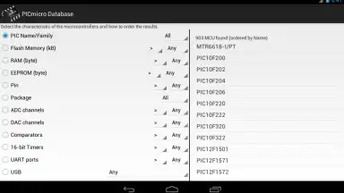 Screenshot von PICmicro Database 8
