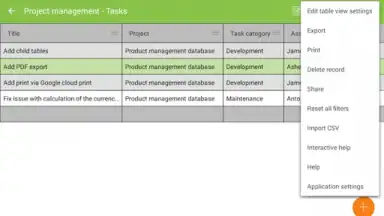 Screenshot von MobiDB Project Management 3