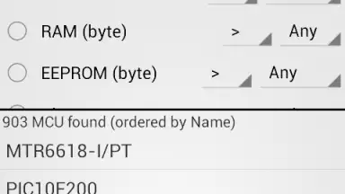 Screenshot von PICmicro Database 4