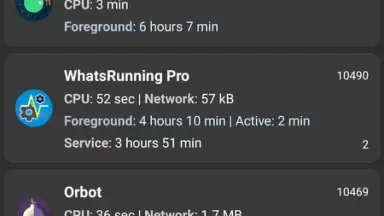 Screenshot von WhatsRunning Demo 1