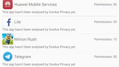 Screenshot von Exodus Privacy 2