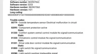 Screenshot von OBDeleven VAG car diagnostics 2