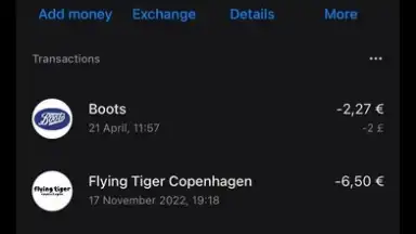 Screenshot von Revolut 3