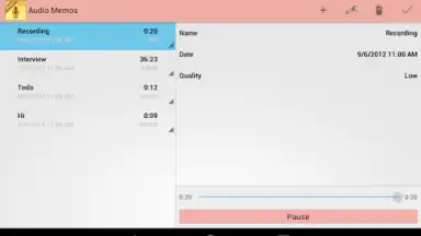 Screenshot von Audio Memos 2