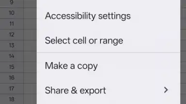 Screenshot von Google Sheets 15