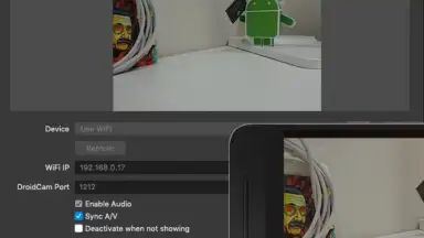 Screenshot von DroidCam OBS 3