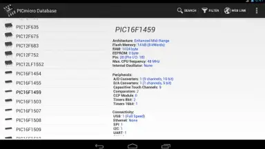 Screenshot von PICmicro Database 10