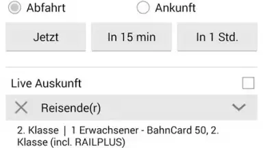 Screenshot von DB Navigator 7
