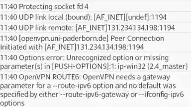 Screenshot von OpenVPN 5