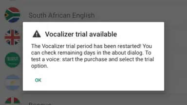 Screenshot von Vocalizer TTS Voice 2