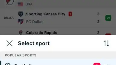 Screenshot von FlashScore 17