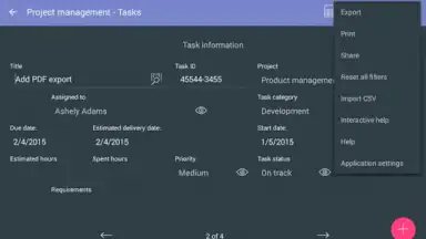 Screenshot von MobiDB Project Management 20