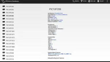 Screenshot von PICmicro Database 3