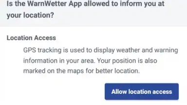 Screenshot von WarnWetter 3