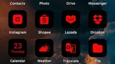 Screenshot von Wow Red Black Theme, Icon Pack 7