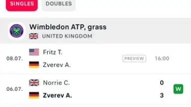 Screenshot von FlashScore 4