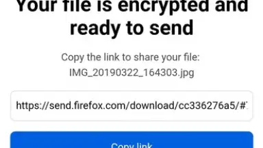 Screenshot von Firefox Send 6