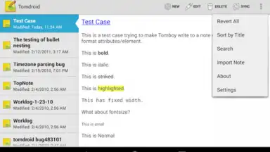 Screenshot von Tomdroid 3