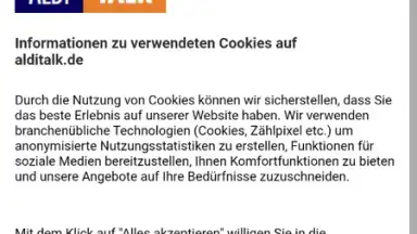Screenshot von ALDI TALK Registration 1
