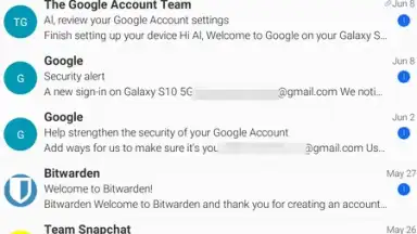 Screenshot von BlueMail 1